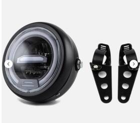 -dd 445040939911 6.5 Inches Round Motorcycle Led Headlight With Brackets Assembly White Light