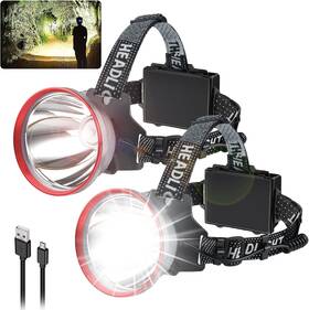 -m 726084539129 Rechargeable Headlamp 2 Pack 180000 Lumen Super Bright Flashlight 80h