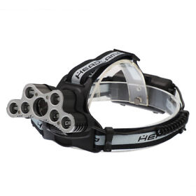 120000lm 6 Modes 9 Led Headlamp Usb Rechargeable Strong Set Silver Gray