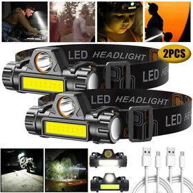 K4ygeg9ll5hbc 2 Pack Usb Rechargeable Waterproof Led Headlamp Headlight Head Light Flashlight