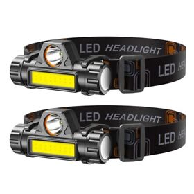 Moregpct3336 2 Packs Rechargeable Headlamp Ipx4 Waterproof Headlight Flashlight Hand-free