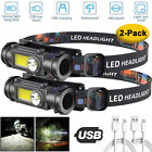 Lht5scq44tafb 2x Usb Rechargeable Waterproof Led Headlamp Headlight Head Light Flashlight
