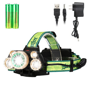 F603 5 Led Headlamp Rechargeable Zoom Waterproof Head Lamp Super Bright Headlight