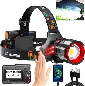 Abusvex 762926036654 Upgrade Led Rechargeable Headlamp 900000 Lumens Super Bright With 6 Modes And