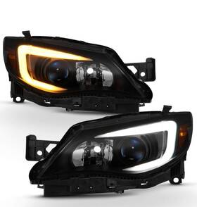Ac-p-j-si08-lbdrl-bsm Acanii For Halogen Model Black Smoked 2008-2014 Subaru Impreza Wrx Switchback Led Drl