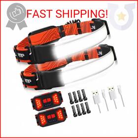 Adelante 744759165091 Led Headlamp Flashlight 2pack 1000lm 230 Wide-beam Rechargeable Head Lamp For A
