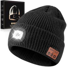 Ahasti 752755789050 Bluetooth Beanie Hat With Light For Men Rechargeable 4 Led Headlamp Cap Wirel