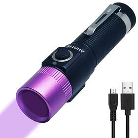V10s Ahome Uv 365nm Blacklight Flashlight Purple Head And Usb Rechargeable Black