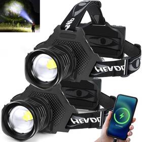 Aikertec 749664950879 Rechargeable Led Headlamp 100000 Lumen Super Bright Head Lamp Flashlight With 5