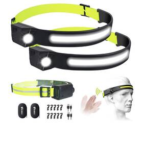 Hkdiu-5dj35 Akerrelc Headlamp 2 Rechargeable Led Headlamps With Motion Sensor Up To 1200 Lumens
