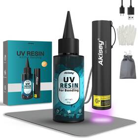 Usk01 Akisey Uv Resin Kit With Light 50g Rechargeable 395nm Flashlight