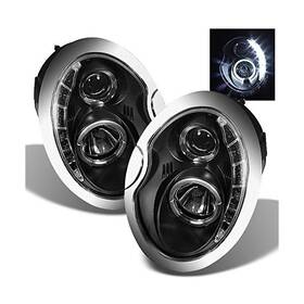 5-444-mc02-drl-bk Akkon Headlights Fit For Mini Cooper - Black Bezel Drl Led Projector Sport Coupe