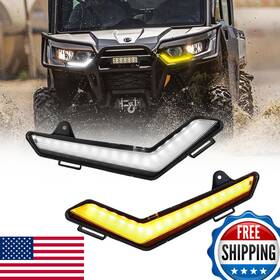 Akmties B0bcgkw6dk Can Am Defender Led Turn Signal Light Daytime Lamp Kit White Amber