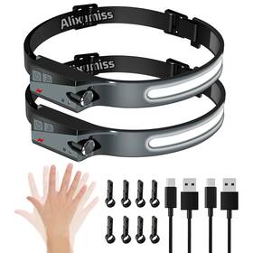 Alixumiss 658362374002 Rechargeable Headlamp 2 Pack Led Flashlight Wide Beam Lightweight H