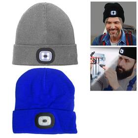 Atb-ot411-2pc Alltopbargains Set Of 2 Beanie Caps With Builtin 4 Led Flashlight Handsfree Warm Headlights