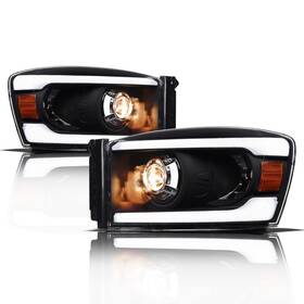 8711453 Alpha Owls Projector Headlights With White Led Light Bar - Black Ambe