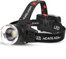 Amaker Led Rechargeable Headlamp 90000 High Lumens Super Bright With 6 Modes &