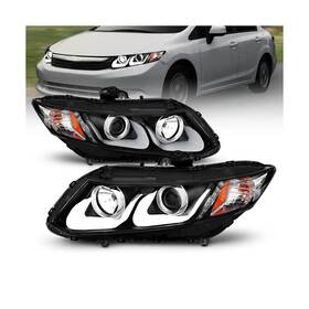 02-az-hc12-pbc-u-a Amerilite For Honda Civic Sedan/coupe Dual Led Bar Black Projector Replacemen