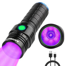 Ag-204 Anygo 395nm Black Light Flashlight 30w Rechargeable Uv Ultraviolet Bri