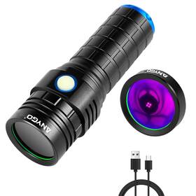 Ag-205 Anygo 365nm Black Light Flashlight With Filter High Power Rechargeable Uv Fl