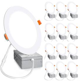A-6-12w Aophatop 12 Pack 6 Inch 6000k Daylight Ultra-thin Led Recessed Ceiling Light With Junc
