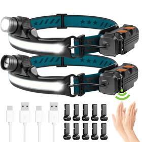 Aoxlfu Ao1672-2pc Headlamp Rechargeable 2 Pack 1000 Lumen With 270 Wide Beam Headlights M