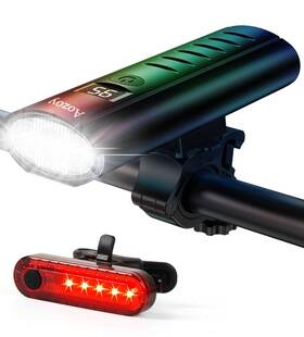 Aozoy 755530903061 Bike Light Set Usb Rechargeable - 5400mah Headlight And Taillight With Dig