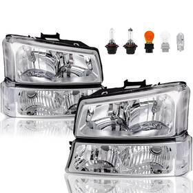 Az127240053 Apsve Headlights Headlamp Assembly With Bulbs Compatible 2003 2004 2005 2006 Chev