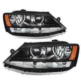 W127001032 Apsve Headlights Assembly Compatible With 11-18 Volkswagen Jetta Mk6 Head Lamp Halo