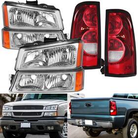 Ak-cstl-001 Aresparts 6pcs Headlights&tail Lights Combo For 2003 2004 2005 2006 Chevy Silverado 150