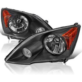 Hl127041041 Atomtec Headlights Assembly Fit For 2007-2011 Honda Crv Cr-v Black Housing With Amber