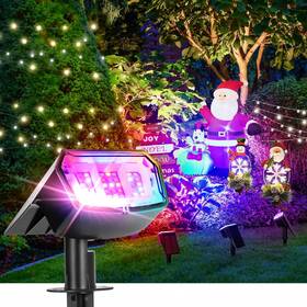 8945 Auderwin Solar Spot Lights Outdoor 9 Lighting Modes Rgb Waterpr