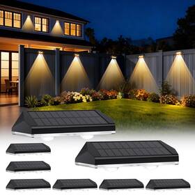 Hwl688 Audles Solar Fence Lights Outdoor 3 Modes Warm/neutral/cool White L... Fast Ship