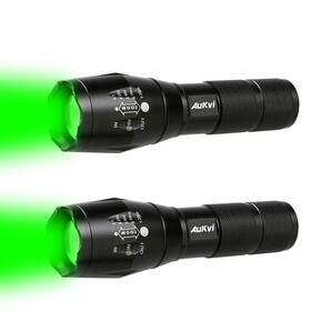 87-19031we1 Aukvi 2 Pcs Powerful Green Light Led Flashlight Long Range Single Mode Flashl