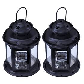Ap0179 Auto-plaza 2 Pcs European Design Antique Glass Hanging Candle Lanterns With Stars Metal