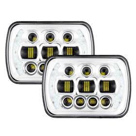 Auxbeam Qp005893 5x7 Led Headlight High Low Beam 85w 7x6 Sealed Headlamp Wit