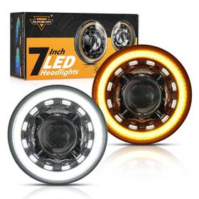 Qpab010907 Auxbeam 7 Inch Led Headlights Black H6024 With Drl And Turn Signal Start-up G