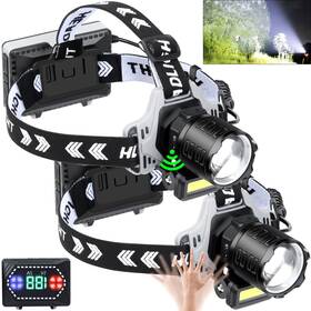 Head-188 Axrunze Led Headlamp Rechargeable 150000 Lumens Super Bright With 10 Modes And