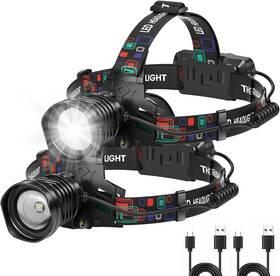 Azamine 313089790732 Rechargeable Headlamp Super Bright 99000 Lumens 2pack Led Head Lamp Wit