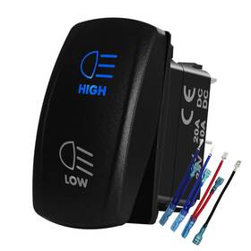 Bacautoparts 790832619258 Blue Backlit Headlight High Low Beam Rocker Switch 7pin On-off-on Dpdt Toggle
