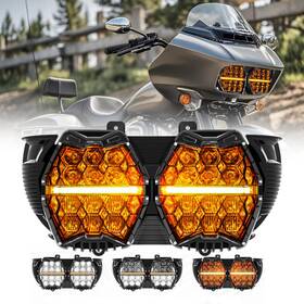 Bamotoop Rg01a 240w High Power Dual Motorcycles Led Headlight With Low Beam Amber Drl H