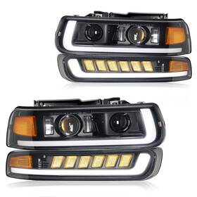 Bd-05-ep09-00028bk-000-w Bdfhyk Led Headlights Assembly Compatible With 1999-2002 Chevy Silverado 2000