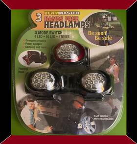 Beammaster 056986008387 New Hands Free Headlamps 3 Pack