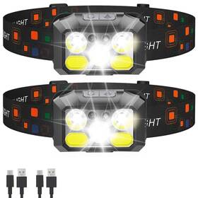 Tg-td12701 Beamystgear Headlamp Rechargeable Led 2-pack 1200 Lumens With Red And White Light 8 Mod