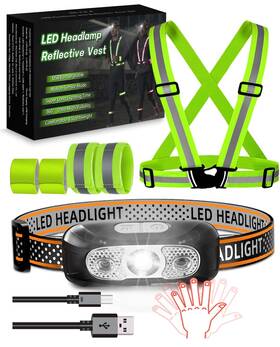 Bebjuil 701871408697 Reflective Vest With Led Headlamp6 Pack Light Up Running Gear Mo