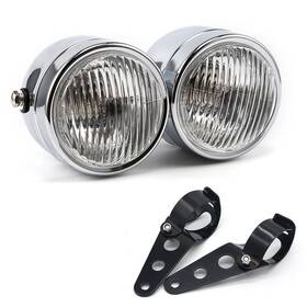 B-hpcd18 Beneall Motorcycle Headlight Assembly Halogens Double Front Head Light With Mounting