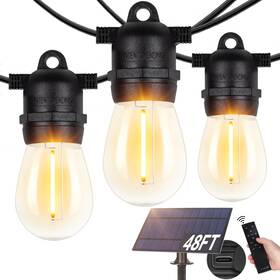 Kn-b01 Beslowe 48ft S14 Solar String Lights Outdoor With Remote Controller Po