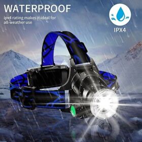 54354 Bex Cost 25000lm Led Headlamp Rechargeable Headlight Zoomable Lamp Flashlight