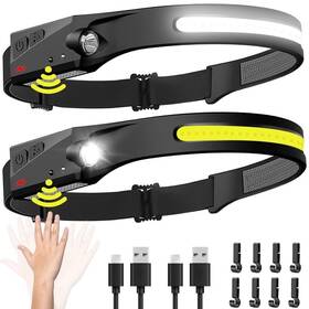 Biat 734077924586 Headlamp Rechargeable 2pcs 230 Wide Beam Head Lamp Led With Motion Sensor F