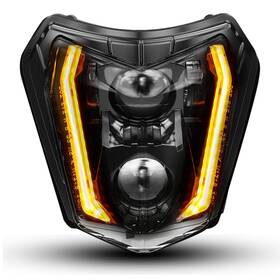 Bix-1718t Bicyaco Dirt Bike Headlight 66w 3000lm Dot Led With Drl Amber Turn Signal